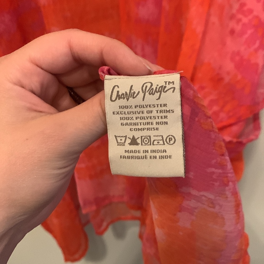 Charlie Paige Pink Orange Tie Dye Snake Print Swim Cover Poncho S/M P/M - Picture 7 of 8